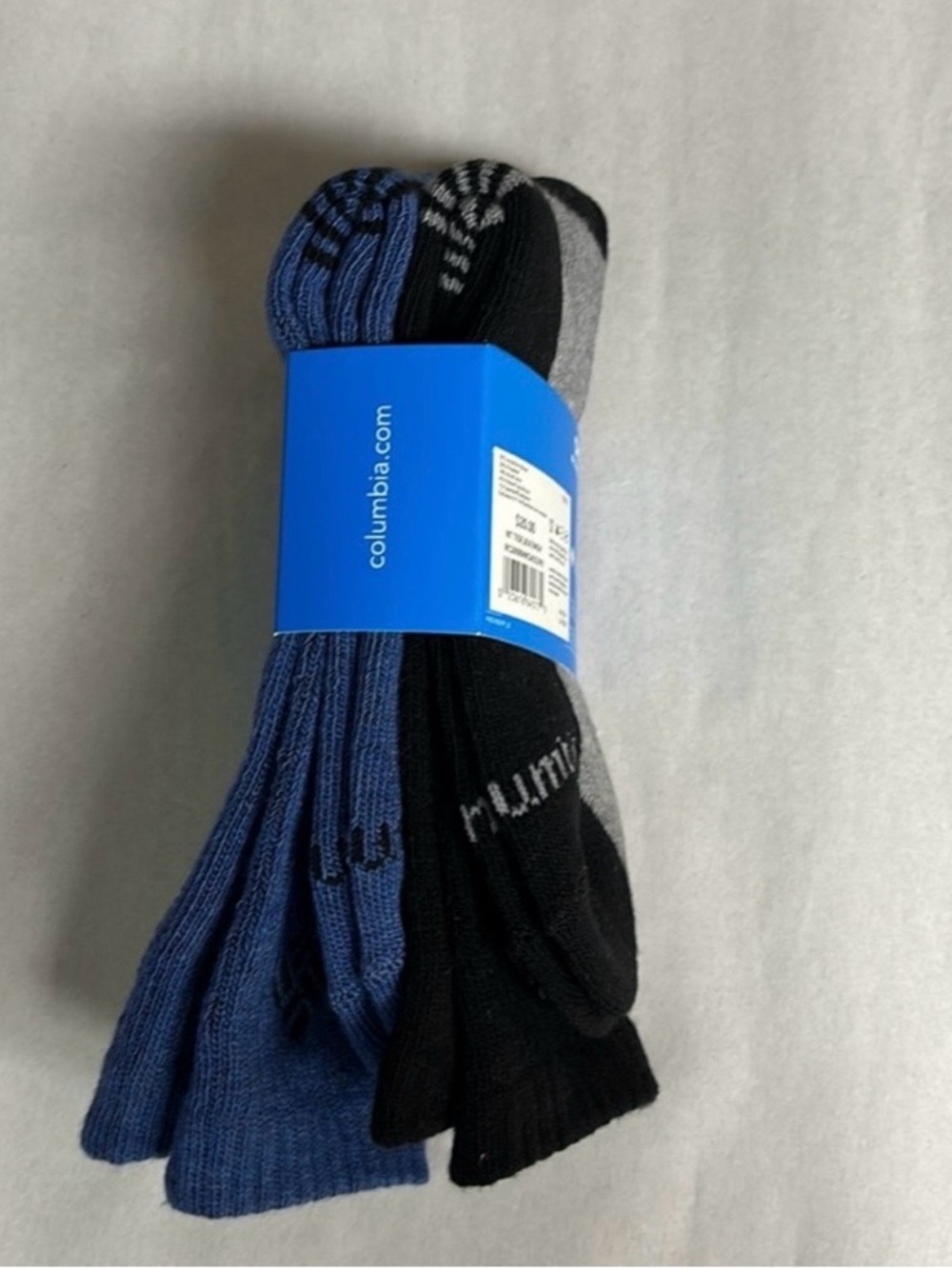 New Columbia Socks Men’s 2 Pairs Blue & Black Wool Blend Crew Socks Casual - Picture 5 of 13